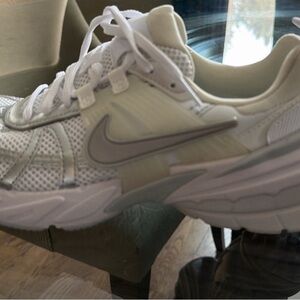 White and Gray Athletic Sneakers